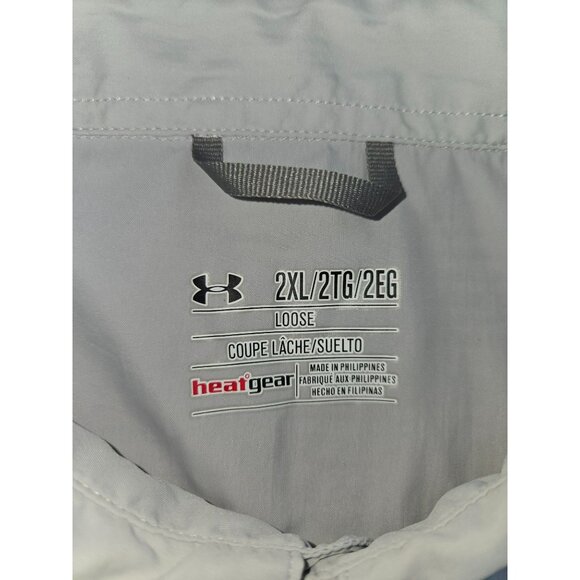 Under Armour Mens 2XL Loose Fit Iso-Chill Button-Up Shirt Light Gray - Picture 5 of 9